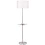 Caper Nickel Tray Table Floor Lamp with USB Port and Outlet