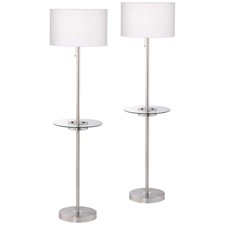 Image 2 360 Lighting Caper 60 1/2" Tray Table USB Floor Lamps Set of 2