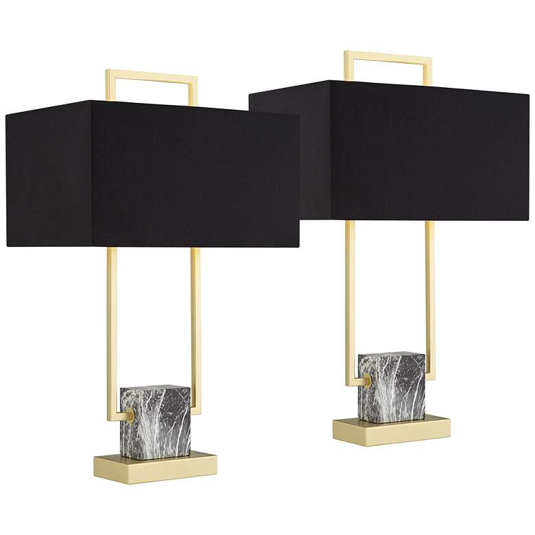Image 2 360 Lighting Carl 24 3/4" Black and Gold Modern Table Lamps Set of 2