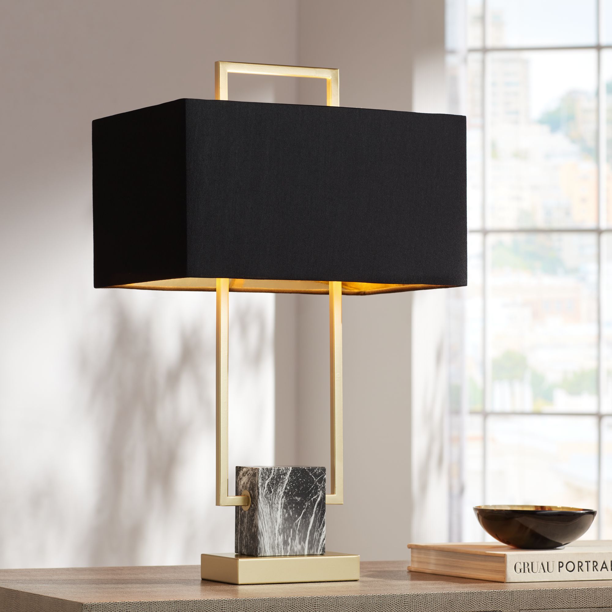 Gold black table store lamp