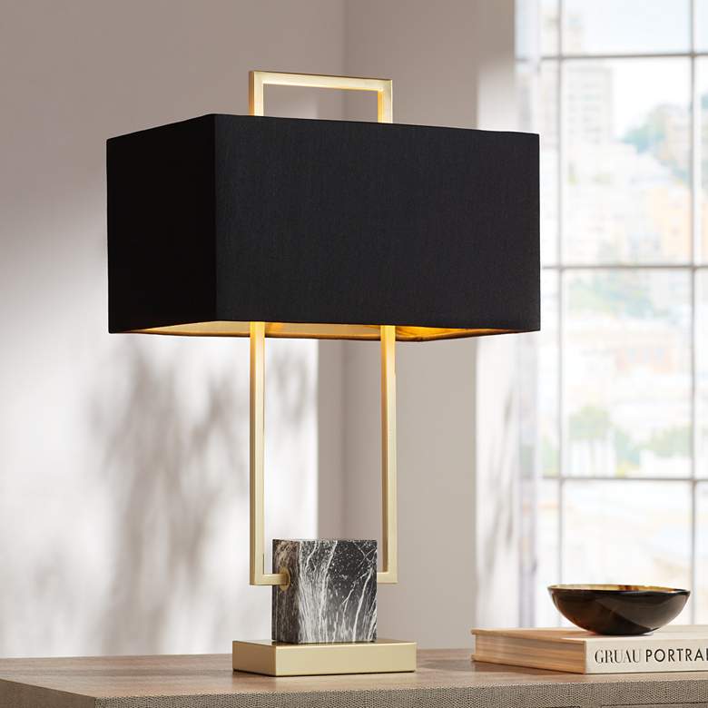 Image 1 360 Lighting Carl 24 3/4" Black and Gold Rectangle Table Lamp