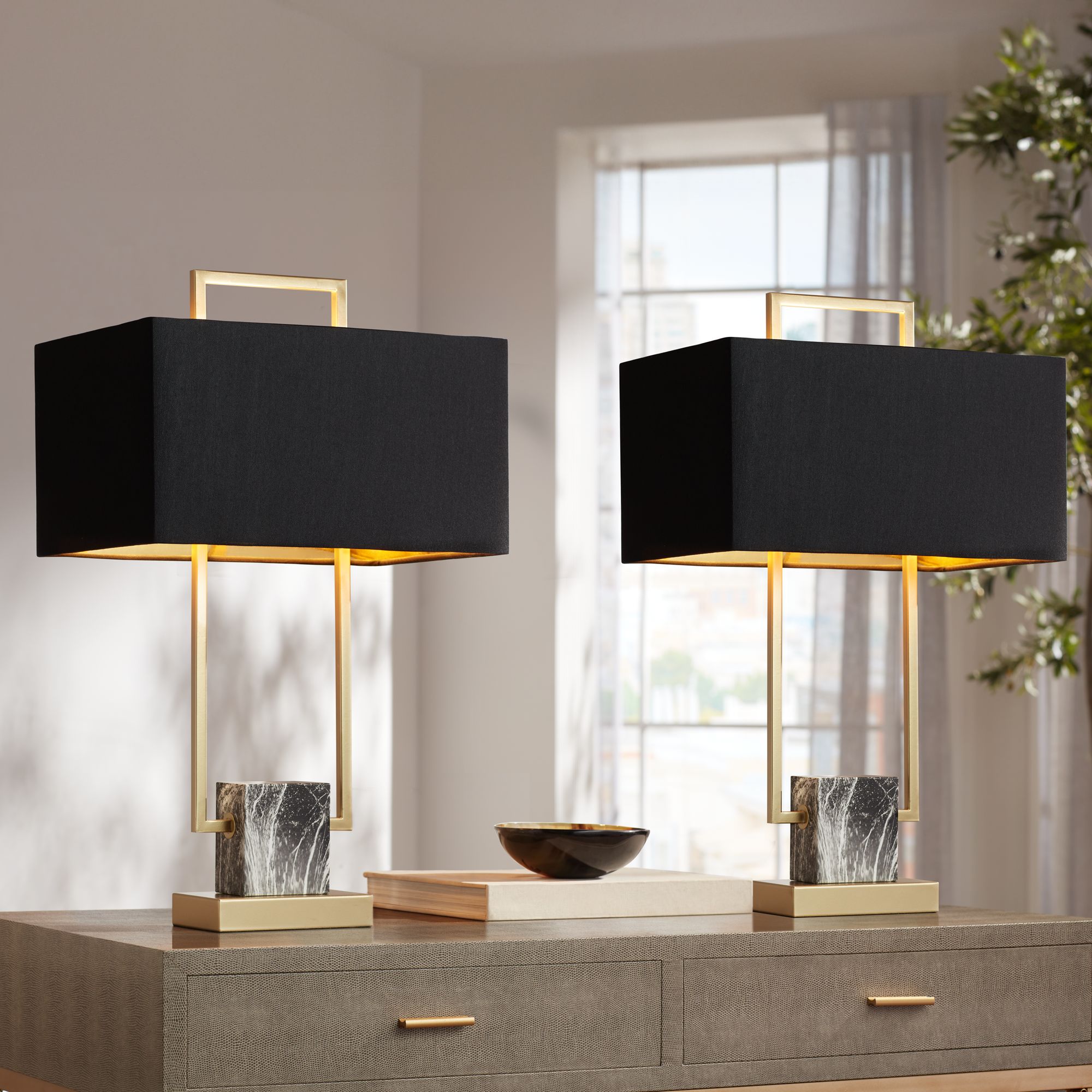 Black and gold lamps online set of 2