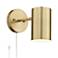 360 Lighting Carla 7" Brushed Brass Plug-In Wall Lamp with USB Dimmer