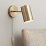 360 Lighting Carla 7" High Brushed Brass Down-Light Plug-In Wall Lamp