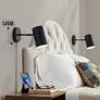 1_360 Lighting Carla Black Finish Modern Plug-In USB Wall Lamps Set of 2