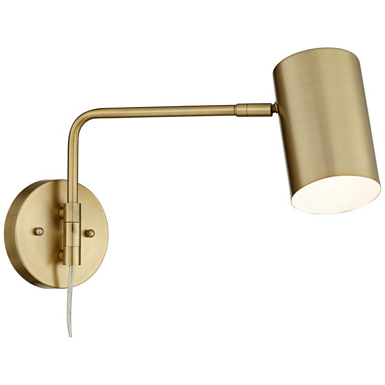 Image 5 360 Lighting Carla Brushed Brass Down-Light Swing Arm Plug-In Wall Lamp more views