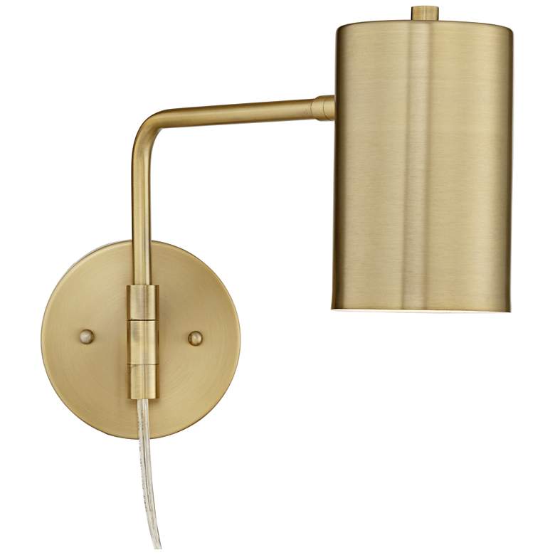 Image 6 360 Lighting Carla Brushed Brass Down-Light Swing Arm Plug-In Wall Lamp more views
