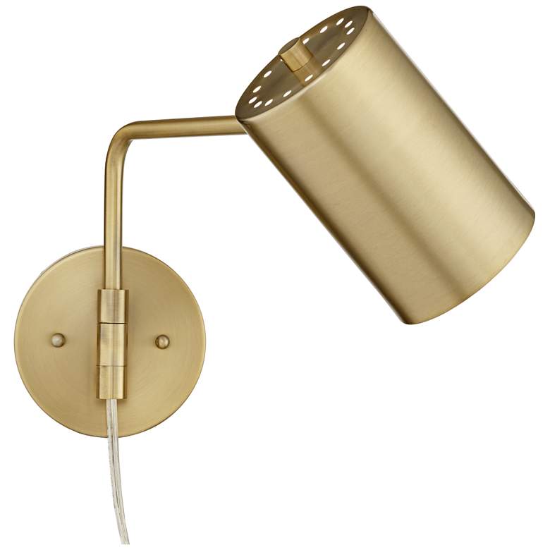 Image 7 360 Lighting Carla Brushed Brass Down-Light Swing Arm Plug-In Wall Lamp more views