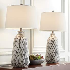Image2 of 360 Lighting Carlton  28 1/4" Gray Wash Modern Table Lamps Set of 2