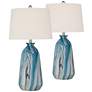 2_360 Lighting Carlton 28" Blue Table Lamps Set of 2 with Smart Sockets