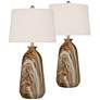3_360 Lighting Carlton 28" Brown Faux Marble Table Lamps Set of 2