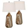 360 Lighting Carlton 28" Faux Marble Lamps Set of 2 with Smart Sockets