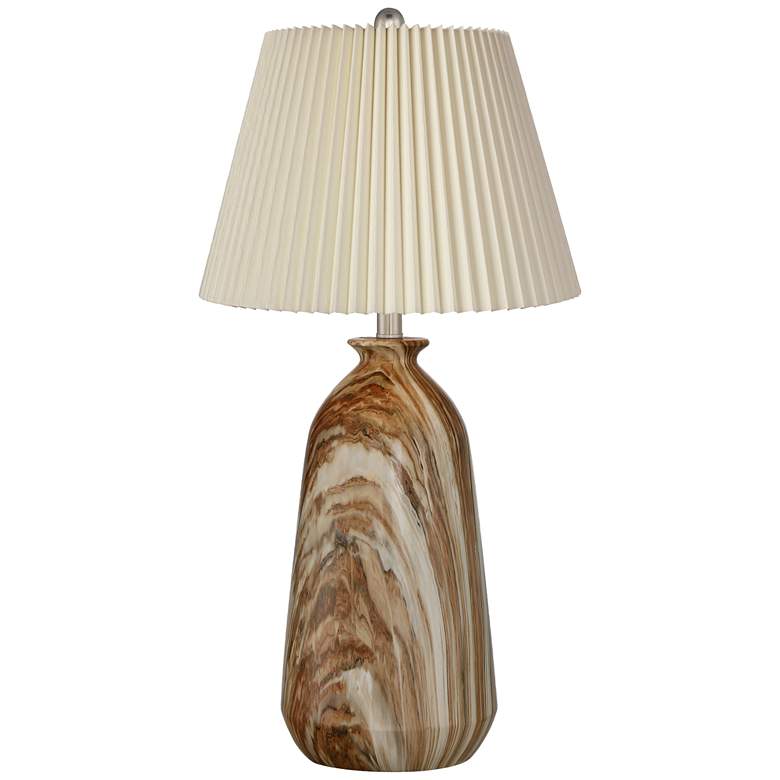 Image 6 360 Lighting Carlton 28" Ivory Pleat and Faux Marble Lamps Set of 2 more views