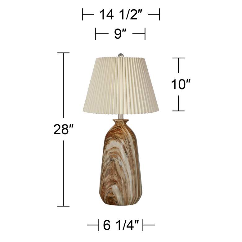 Image 7 360 Lighting Carlton 28" Ivory Pleat and Faux Marble Lamps Set of 2 more views