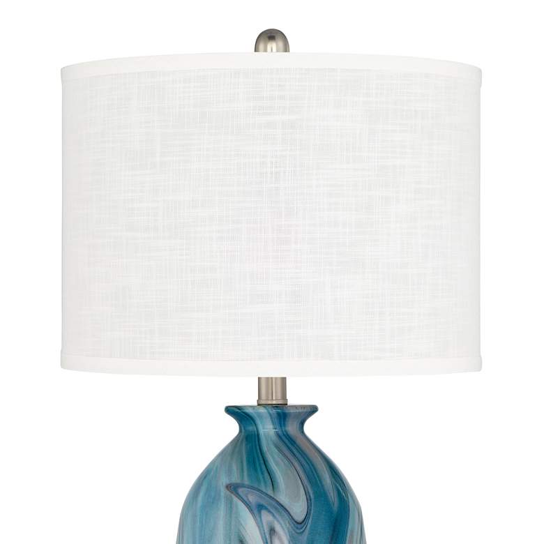Image 2 360 Lighting Carlton 28 inch White and Swirling Blue Table Lamps Set of 2 more views