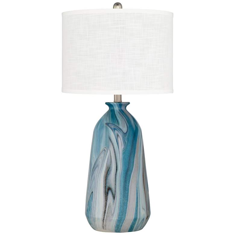 Image 6 360 Lighting Carlton 28 inch White and Swirling Blue Table Lamps Set of 2 more views