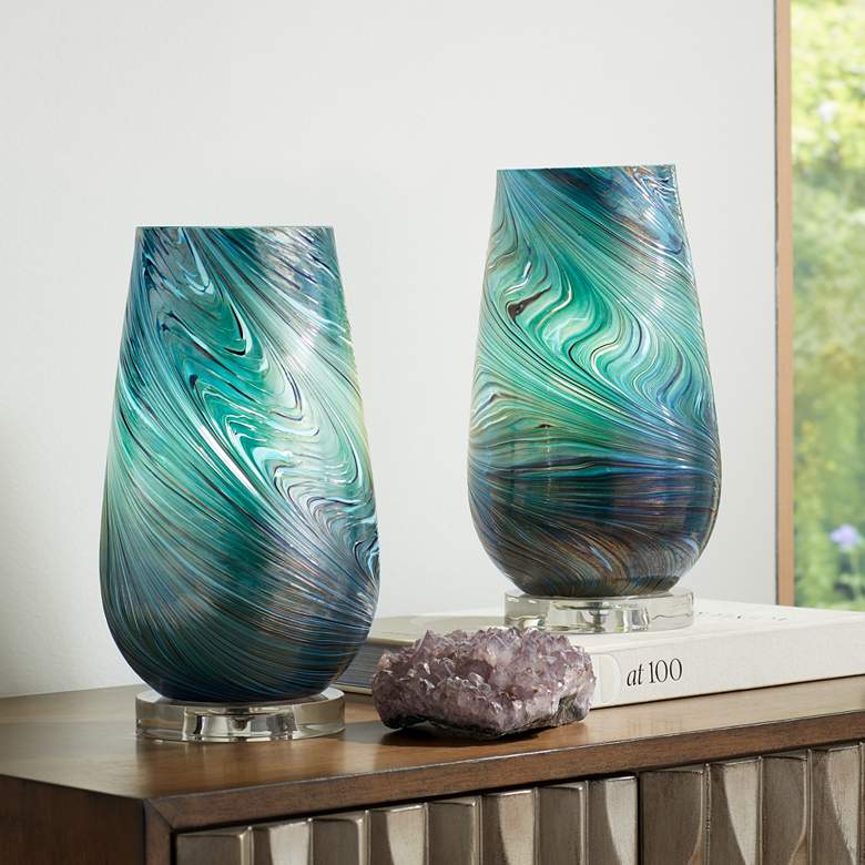 Image 1 360 Lighting Carmen 12.5" High Art Glass Accent Lamps Set of 2