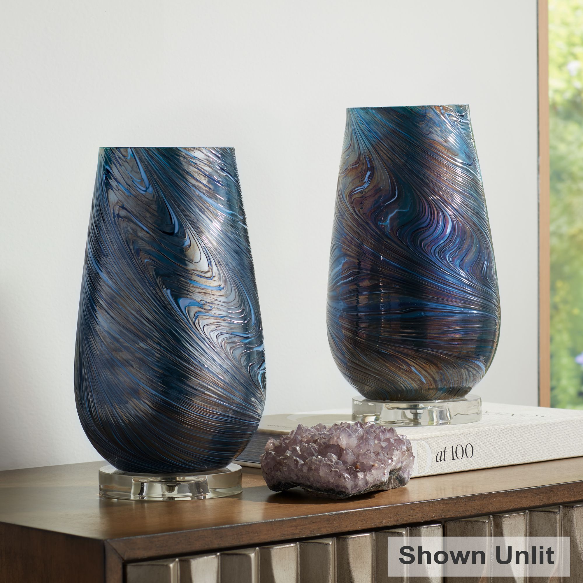 360 Lighting Carmen 12.5" High Art Glass Accent Lamps Set of 2