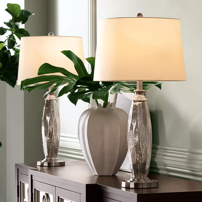 Image 2 360 Lighting Carol 28 inch Mercury Glass Table Lamps Set of 2