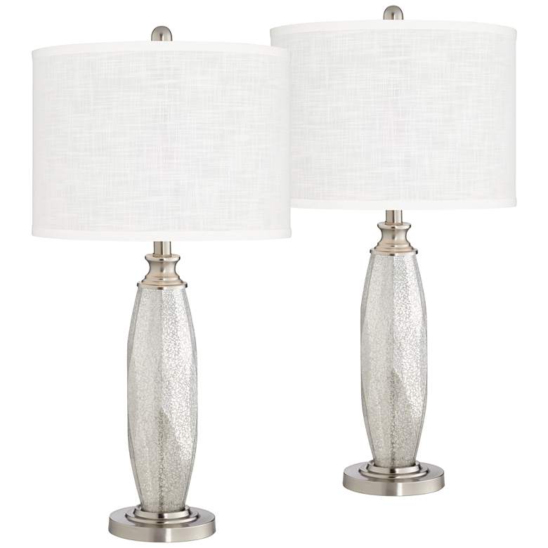 Image 1 360 Lighting Carol 28 inch White Shade and Mercury Glass Lamps Set of 2