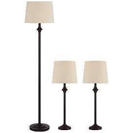 Image2 of 360 Lighting Carter Bronze Floor and Table Lamps Set of 3