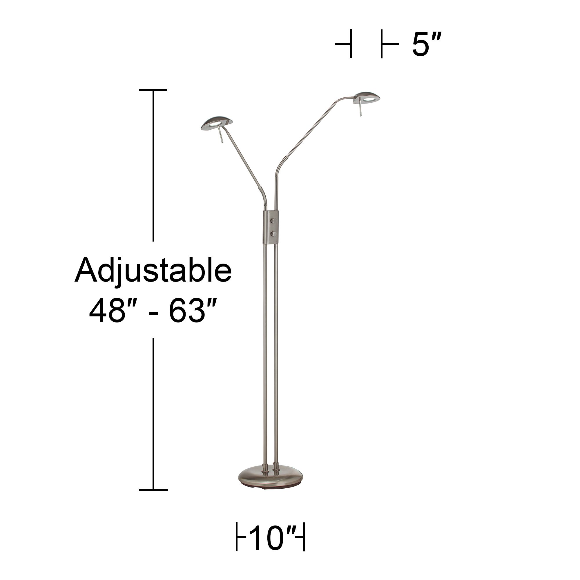 360 Lighting Casper Adjustable Nickel 2-Light LED Pharmacy Floor Lamp in scene