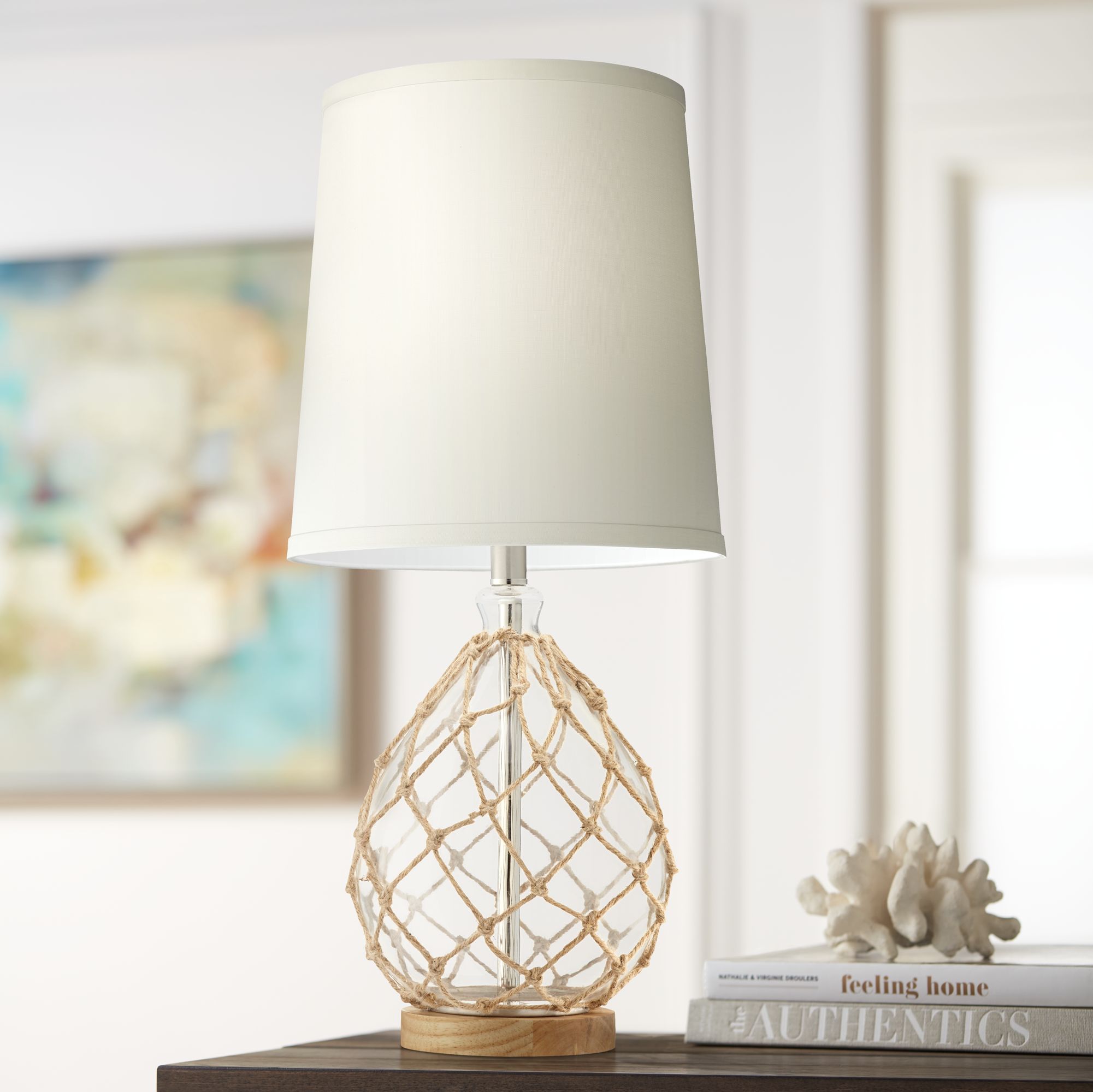Image 360 Lighting Castaway 28" High Clear Glass and Rope Coastal Table Lamp