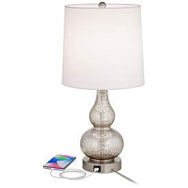 Image3 of 360 Lighting Castine 22" High Mercury Glass USB Table Lamps Set of 2 more views