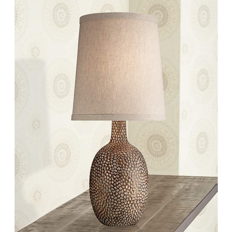 Image 2 360 Lighting Chalane 23 1/2" Hammered Antique Bronze Modern Table Lamp