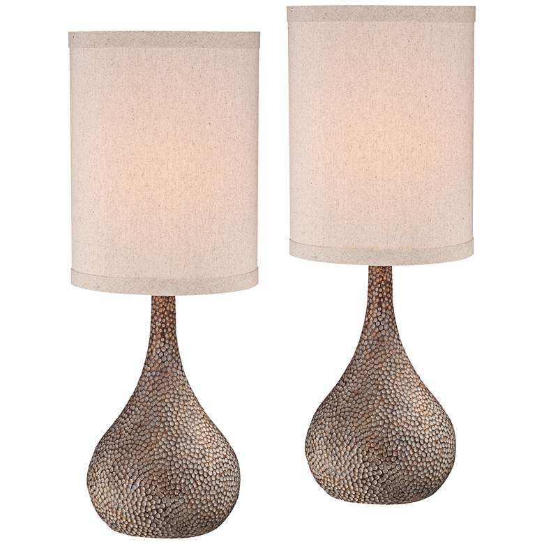 Image 3 360 Lighting Chalane 31 1/4" Hammered Gourd Bronze Lamps Set of 2