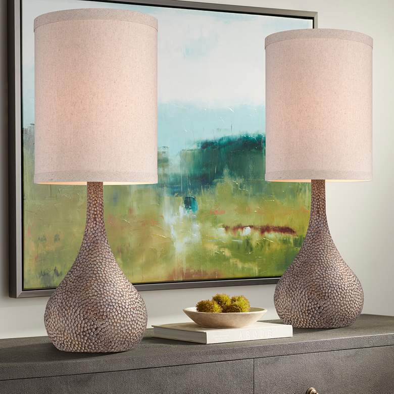 Image 1 360 Lighting Chalane Hammered Gourd Bronze Table Lamps Set of 2