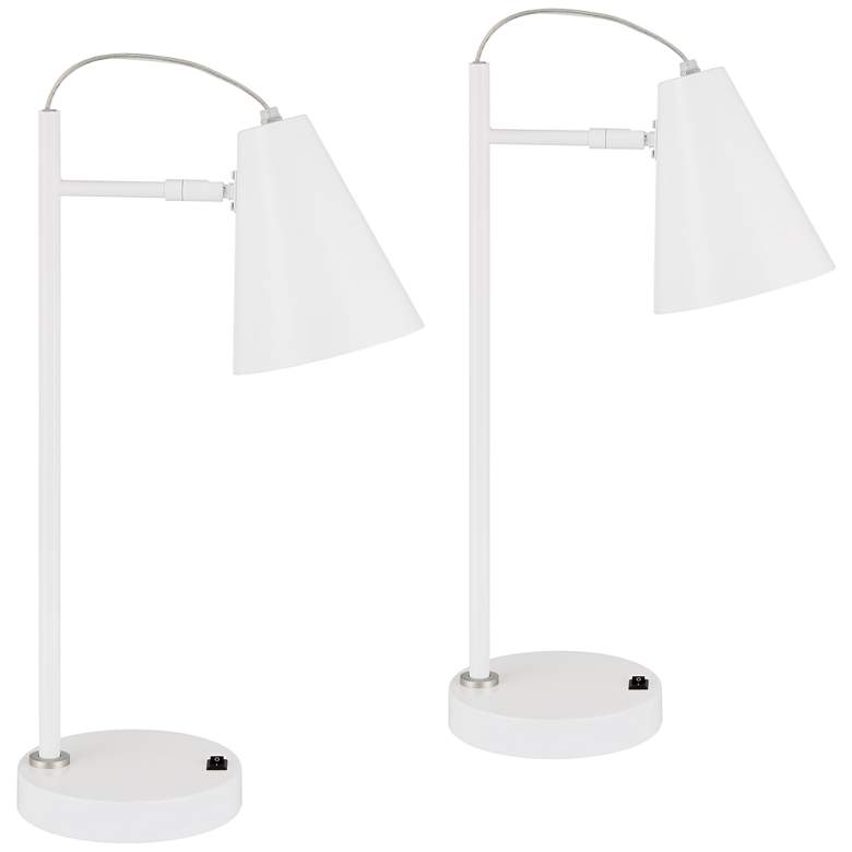 Image 2 360 Lighting Chase 23" High White Modern USB Desk Lamps Set of 2