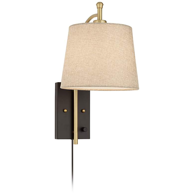 Image 7 360 Lighting Chester Antique Brass and Black Swing Arm Plug-In Wall Lamp more views