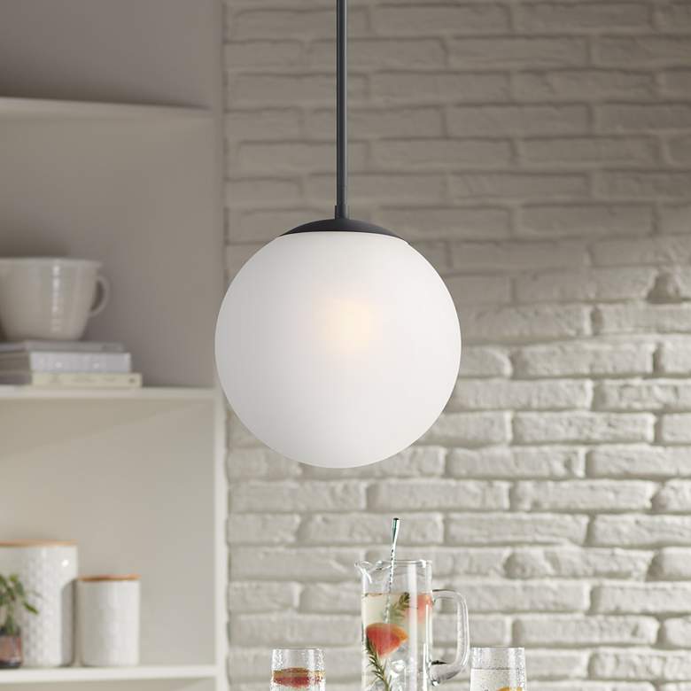 Image 1 360 Lighting Ciana 10" Wide Black and Frosted Globe Glass Mini Pendant