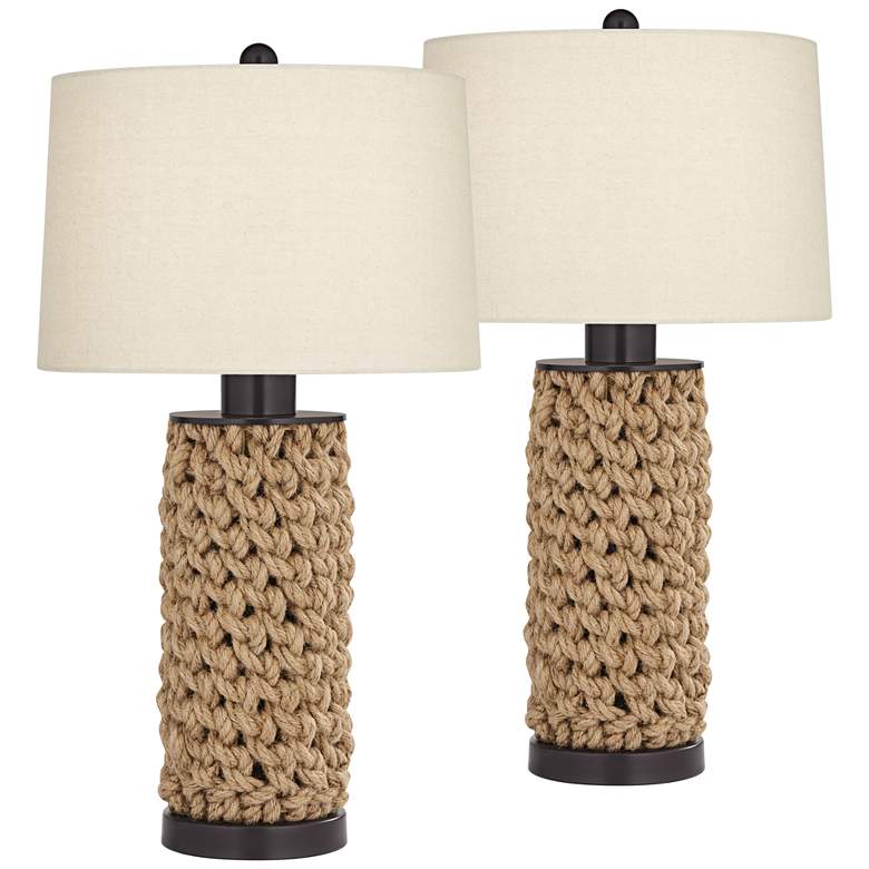 Image 2 360 Lighting Ciera Natural Bronze and Rope Wrapped Table Lamps Set of 2