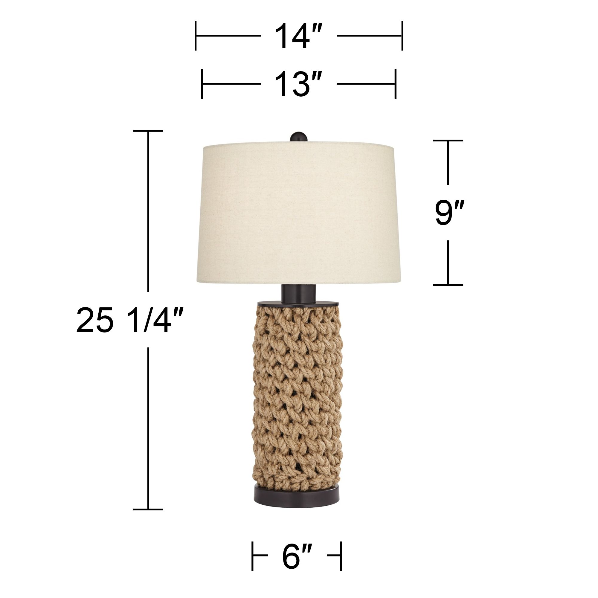 360 Lighting Ciera Natural Bronze and Rope Wrapped Table Lamps Set of 2