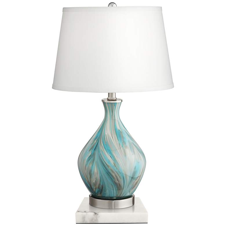 Image 1 360 Lighting Cirrus 22 inch Vase Table Lamp with Square White Marble Riser