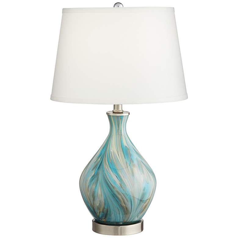 Image 2 360 Lighting Cirrus Blue and Gray Art Glass Table Lamp with Tabletop Dimmer