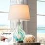 360 Lighting Cirrus Blue and Gray Art Glass Table Lamp with Tabletop Dimmer