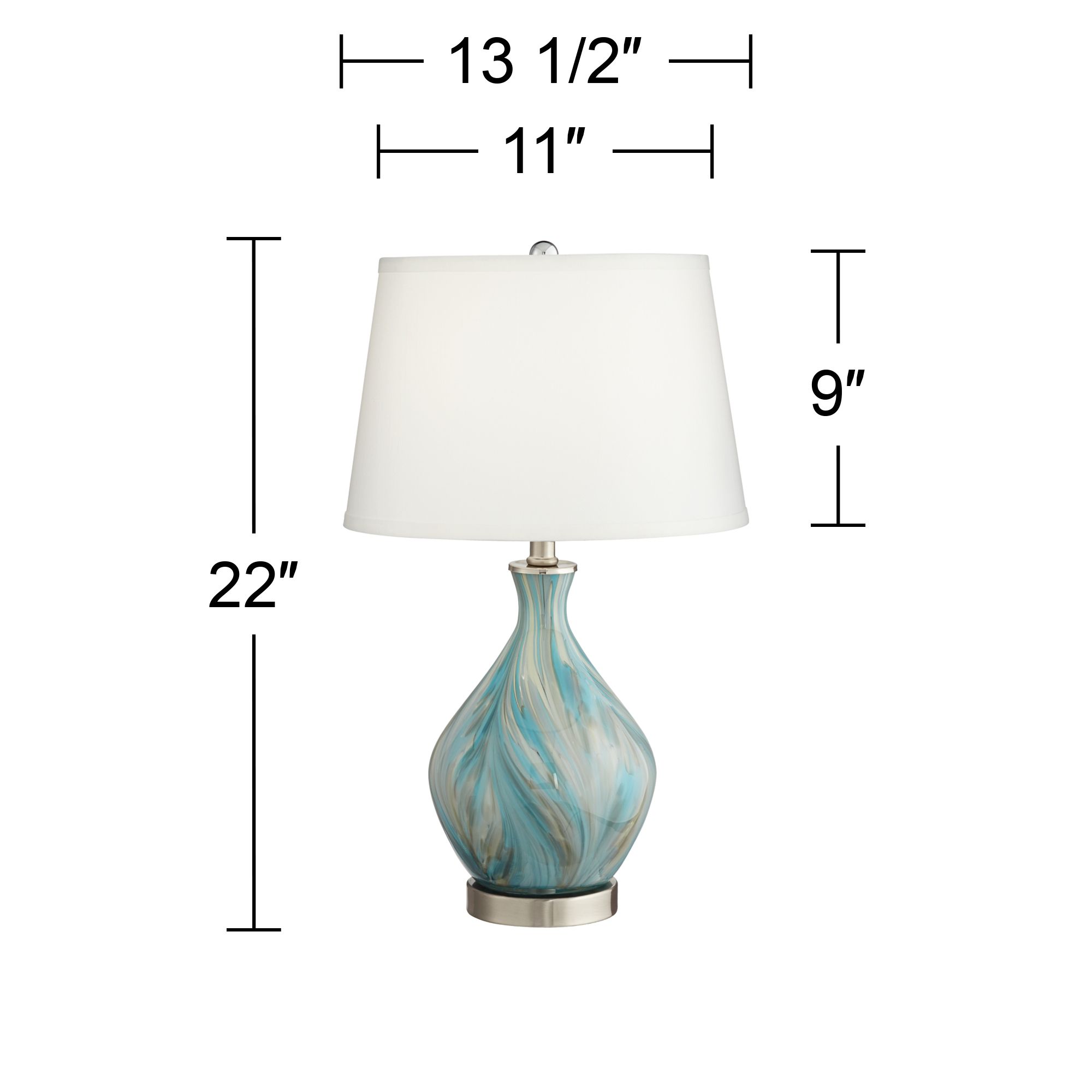 360 Lighting Cirrus Blue and Gray Art Glass Vase Table Lamps Set of 2