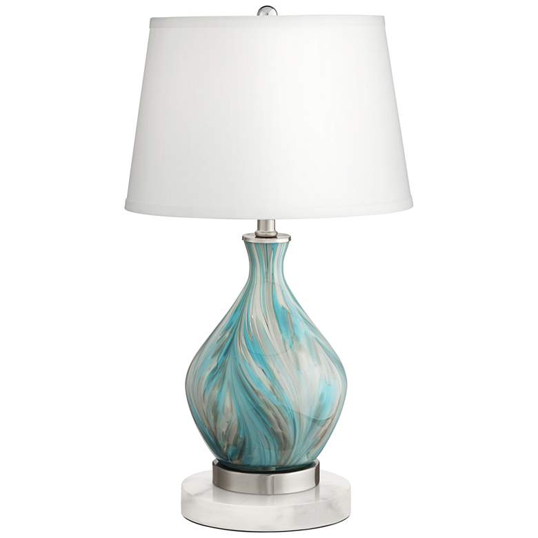 Image 1 360 Lighting Cirrus Vase Modern Table Lamp with Round White Marble Riser