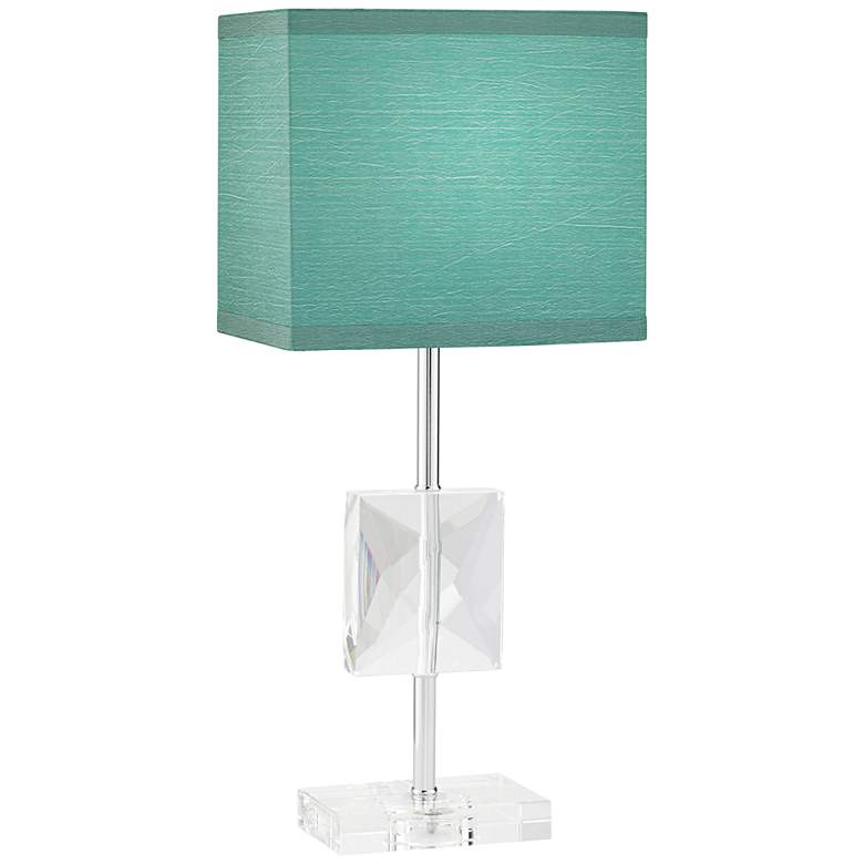 Image 3 360 Lighting Clara Crystal and Teal Blue Shade Accent Table Lamp