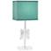 360 Lighting Clara Crystal and Teal Blue Shade Accent Table Lamp