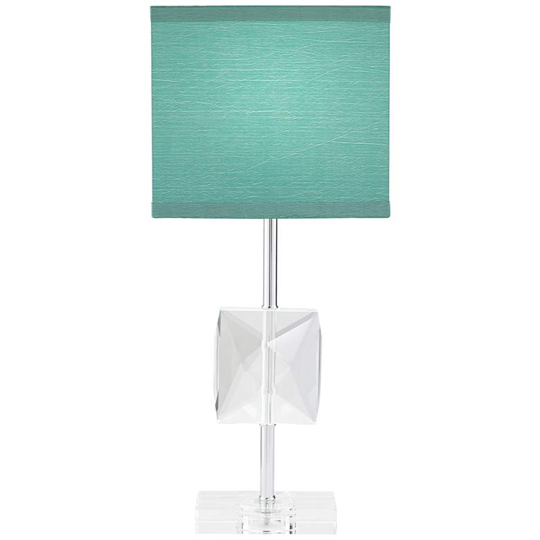 Image 4 360 Lighting Clara Crystal and Teal Blue Shade Accent Table Lamp more views