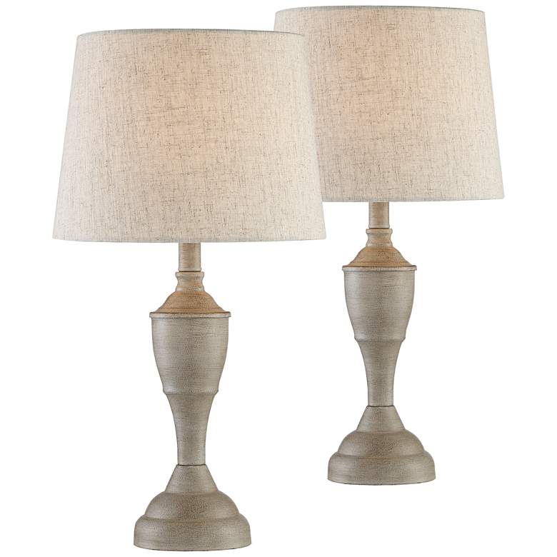 Image 2 360 Lighting Claude 21" Beige Washed Metal Accent Table Lamps Set of 2
