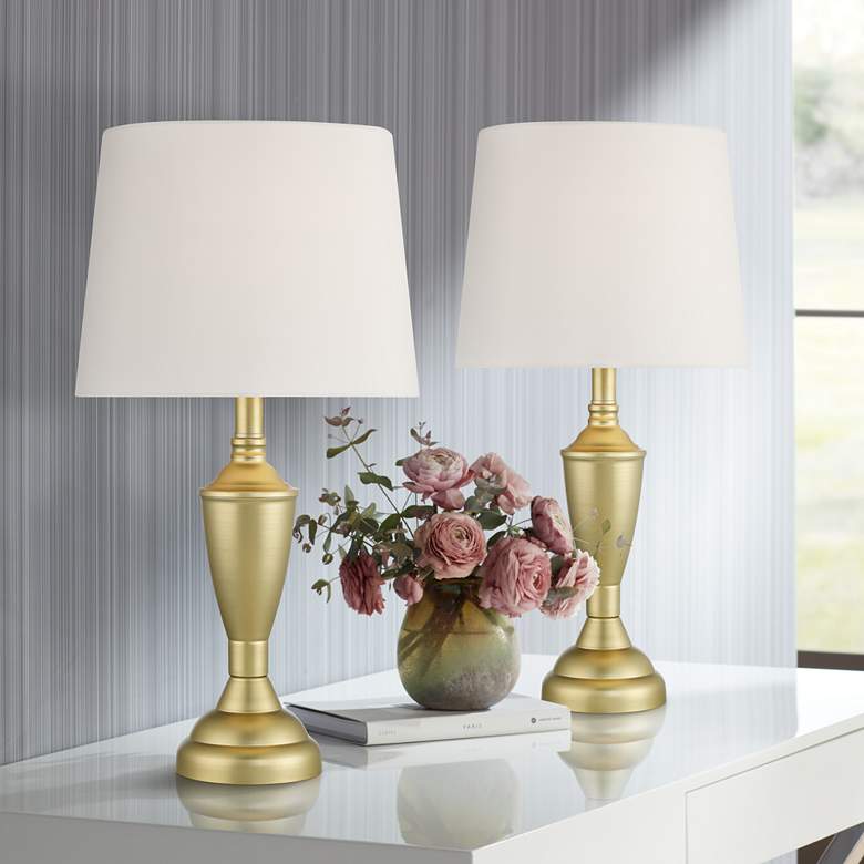 Image 1 360 Lighting Claude 22 1/4" Gold Metal Accent Table Lamps Set of 2