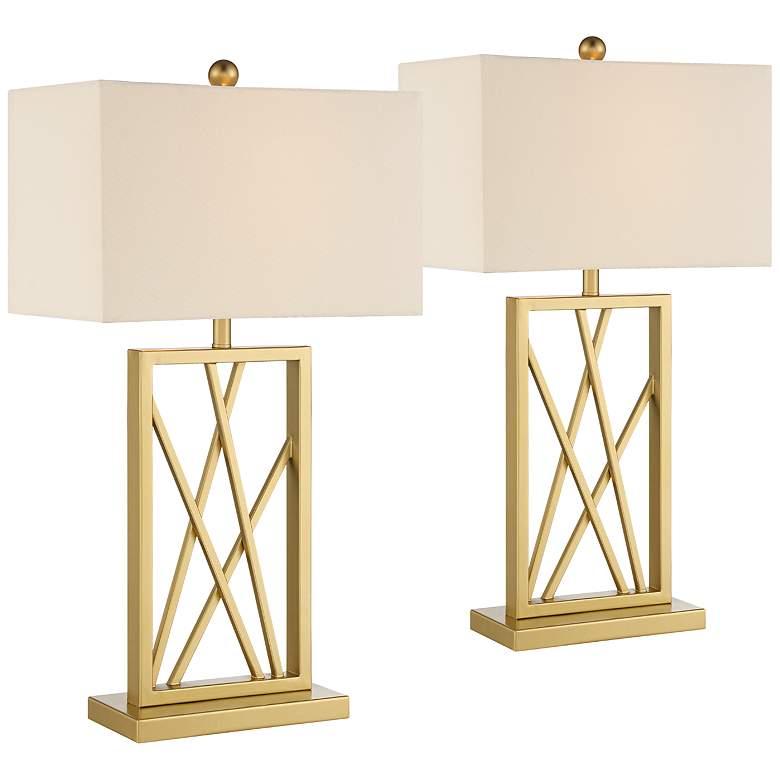 Image 2 360 Lighting Claudia Gold Open Metal Base Table Lamps Set of 2