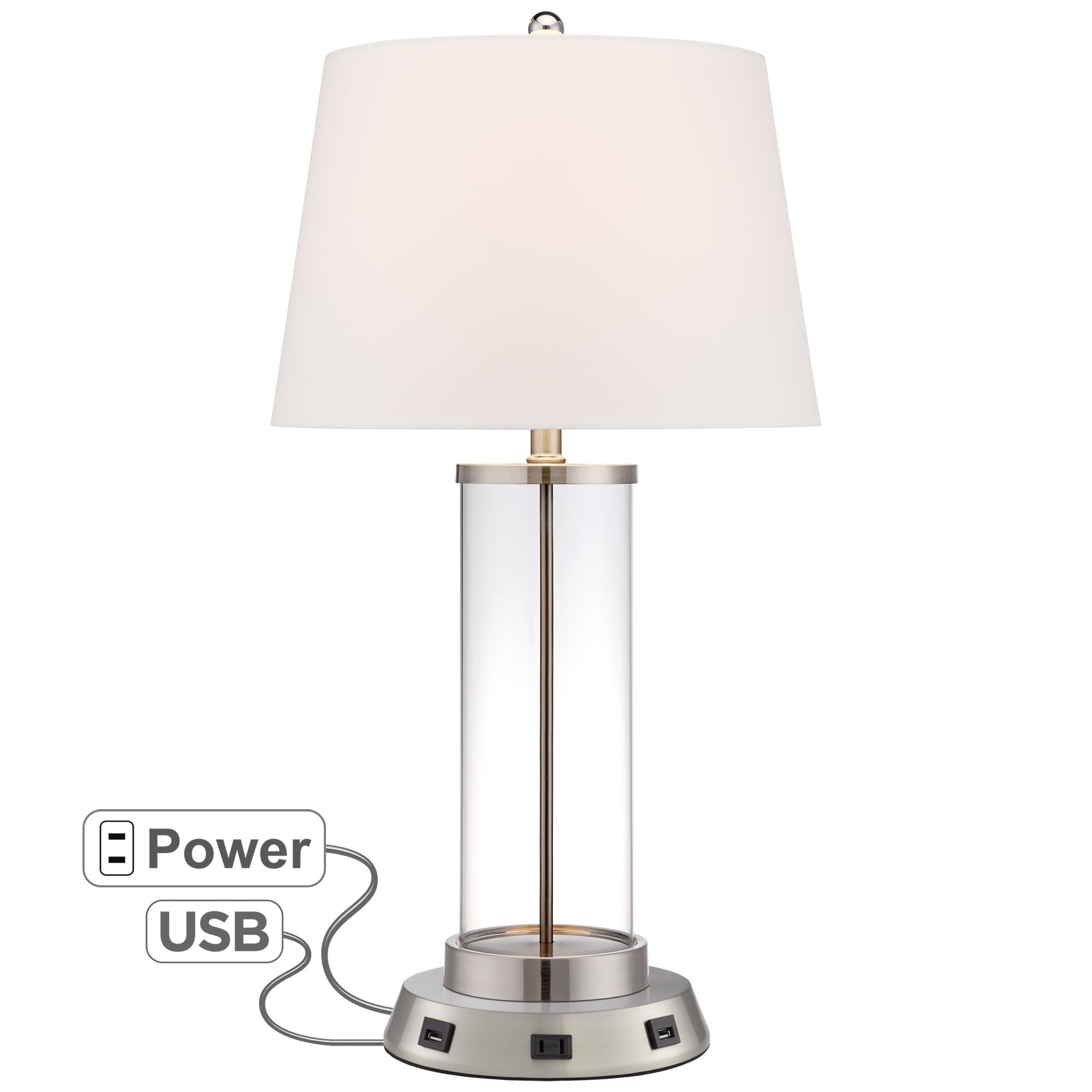 Fillable lamp with usb outlet port