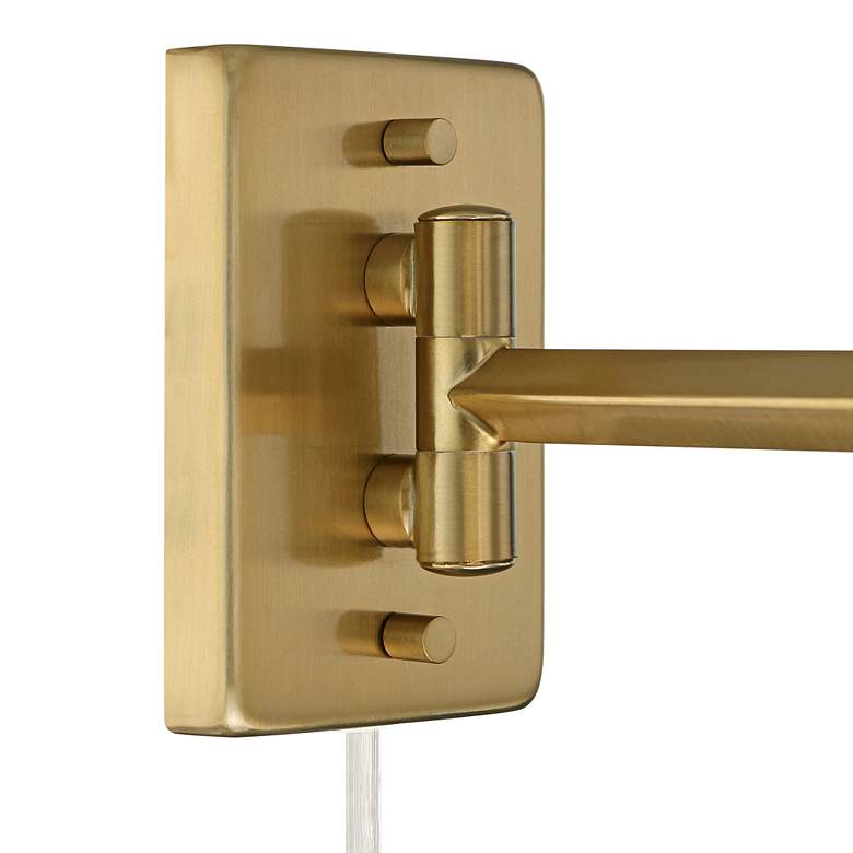 Image 3 360 Lighting Clement Brass Plug-In Swing Arm Wall Lamps with Cord Covers more views