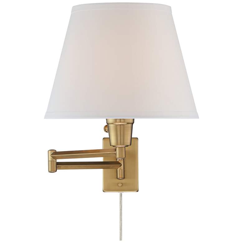 Image 4 360 Lighting Clement Brass Plug-In Swing Arm Wall Lamps with Cord Covers more views